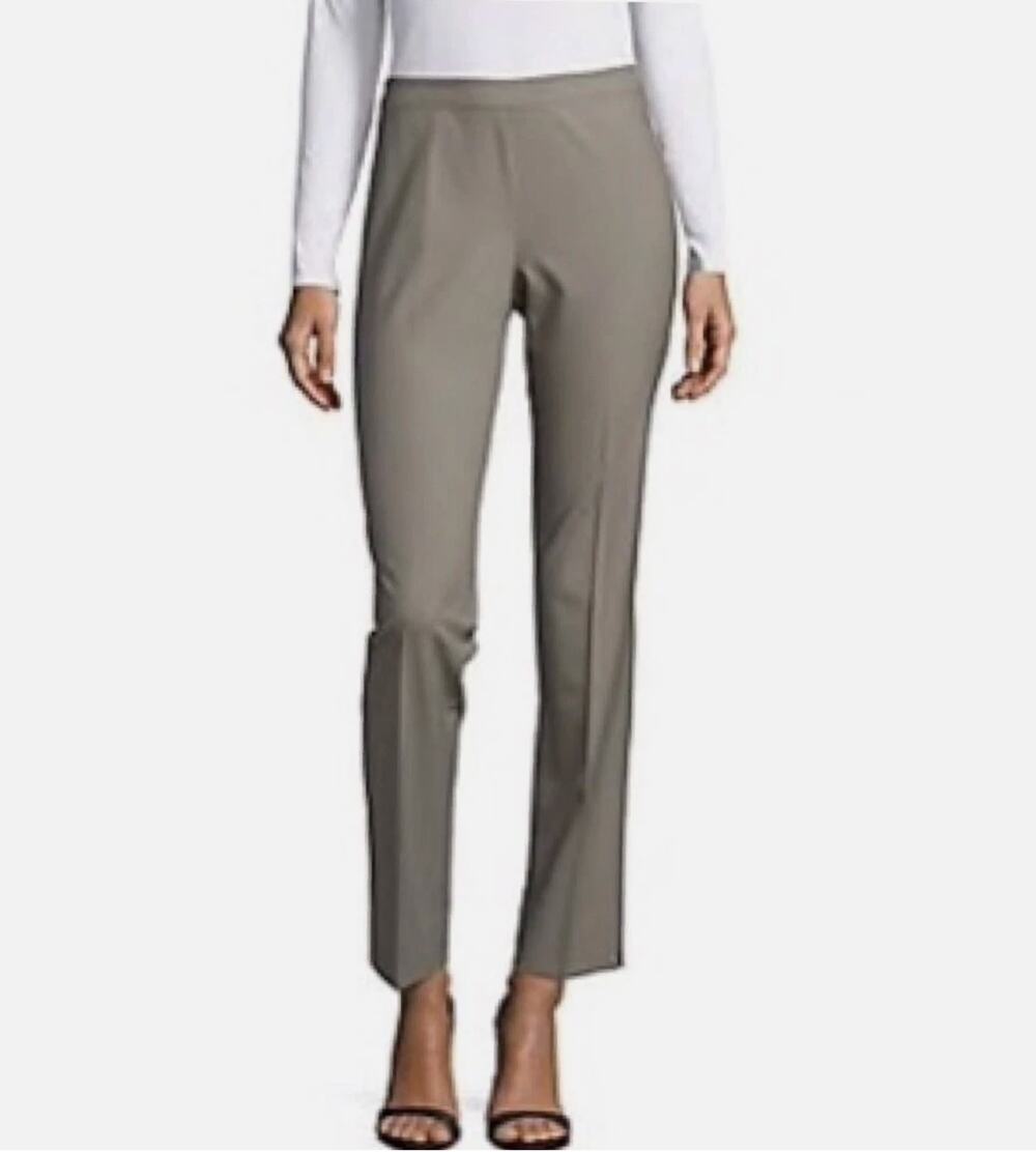 Lafayette 148 New York Womens 6 Greige Stanton Ankle Wool Pants Lightweight